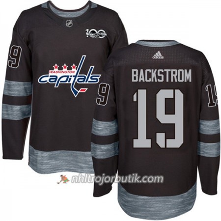 Män Ishockey Washington Capitals Tröja Nicklas Backstrom 19 1917-2017 100th Anniversary Adidas Svart Authentic